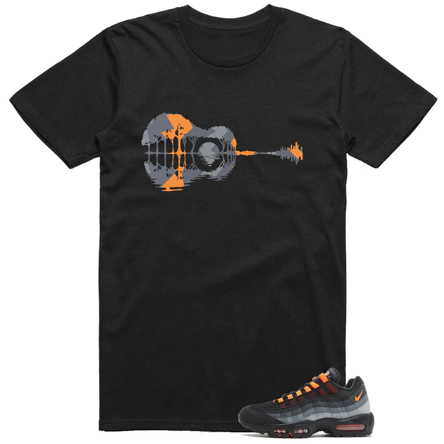 Air Max 95 Black Hyper Crimson Matching T-shirt Guitar FV4710-002 T-Shirt, Sneaker Match Tee