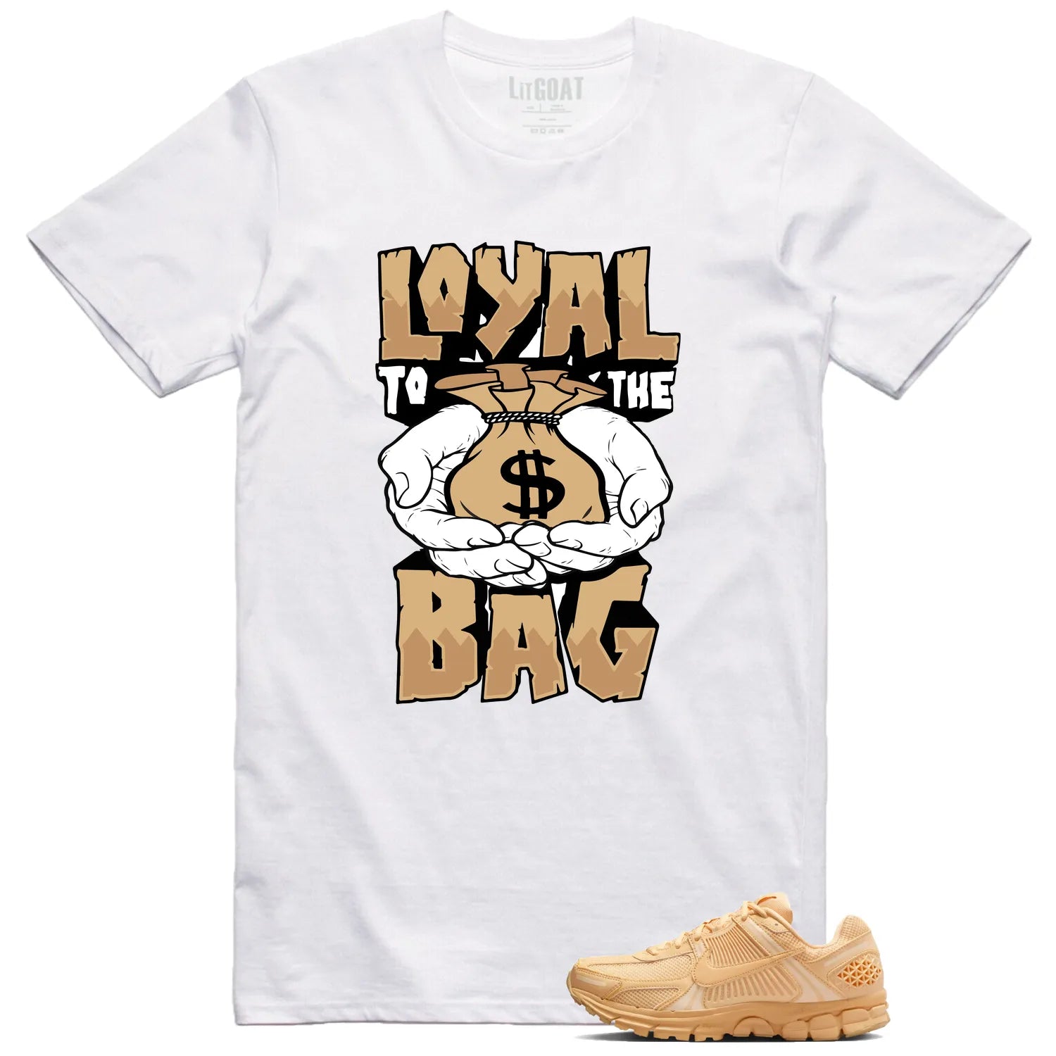 Air Zoom Vomero 5 Celestial Gold Matching T-shirt Money Loyalty HF5493-200 T-Shirt, Sneaker Match Tee