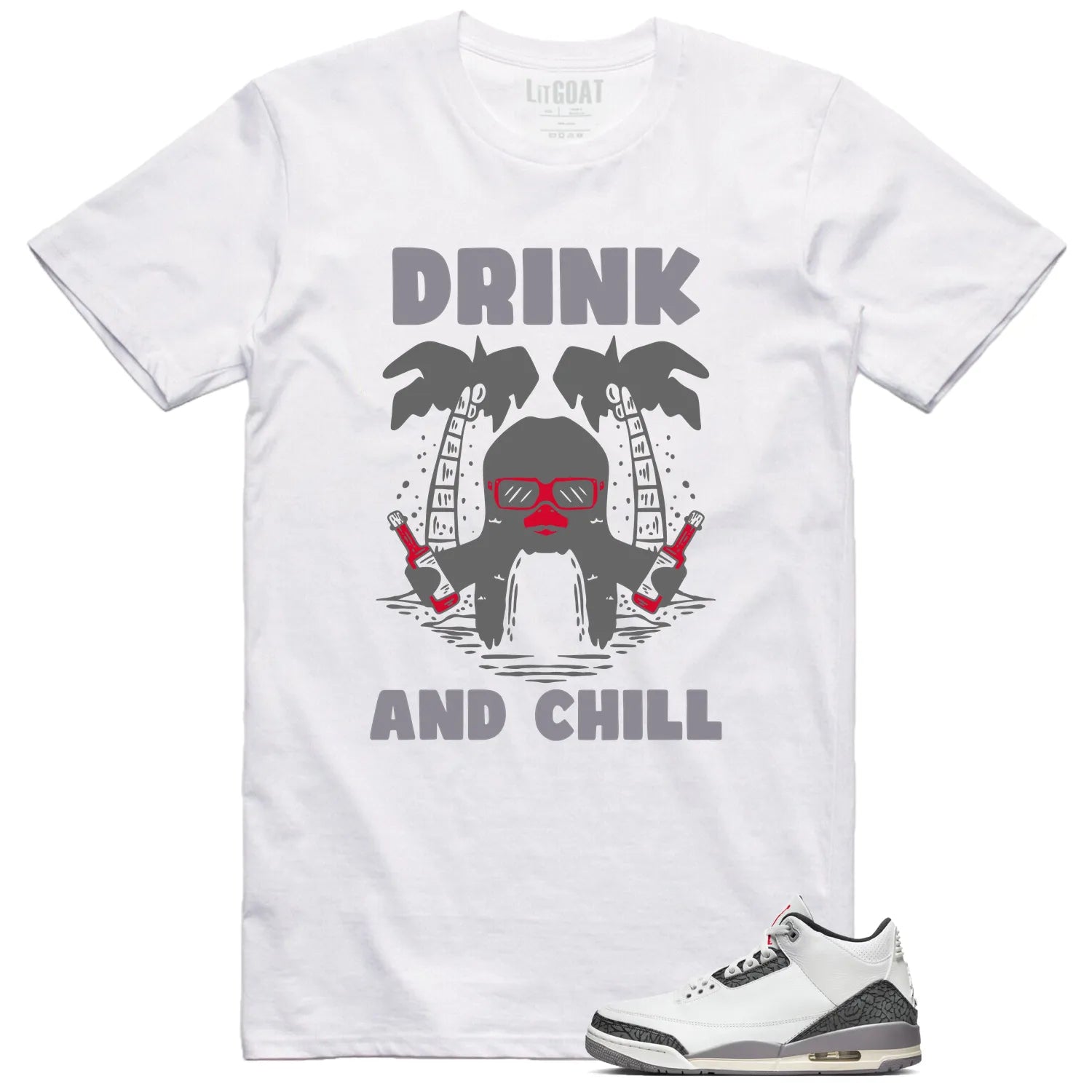 Air Jordan 3 Retro "Cement Grey" Matching T-shirt Drink Chill CT8532-106 T-Shirt, Sneaker Match Tee