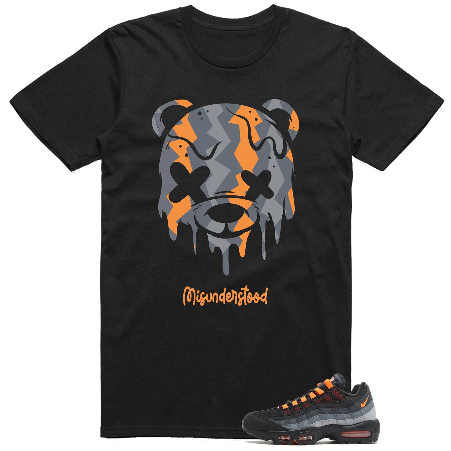 Air Max 95 Black Hyper Crimson Matching T-shirt Drippy Bear FV4710-002 T-Shirt, Sneaker Match Tee