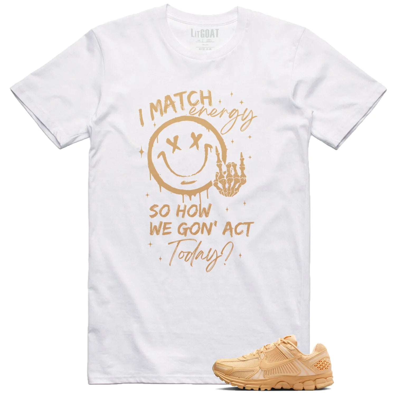 Air Zoom Vomero 5 Celestial Gold Matching T-shirt Match Energy HF5493-200 T-Shirt, Sneaker Match Tee