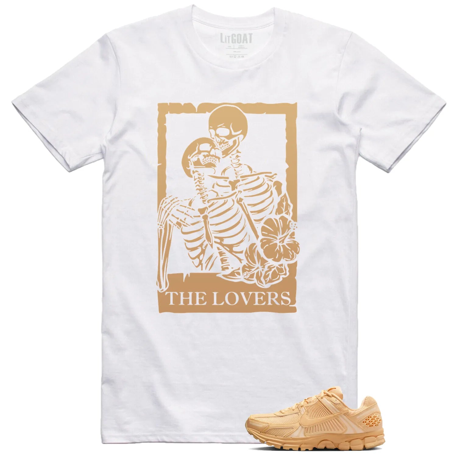 Air Zoom Vomero 5 Celestial Gold Matching T-shirt The Lovers HF5493-200 T-Shirt, Sneaker Match Tee