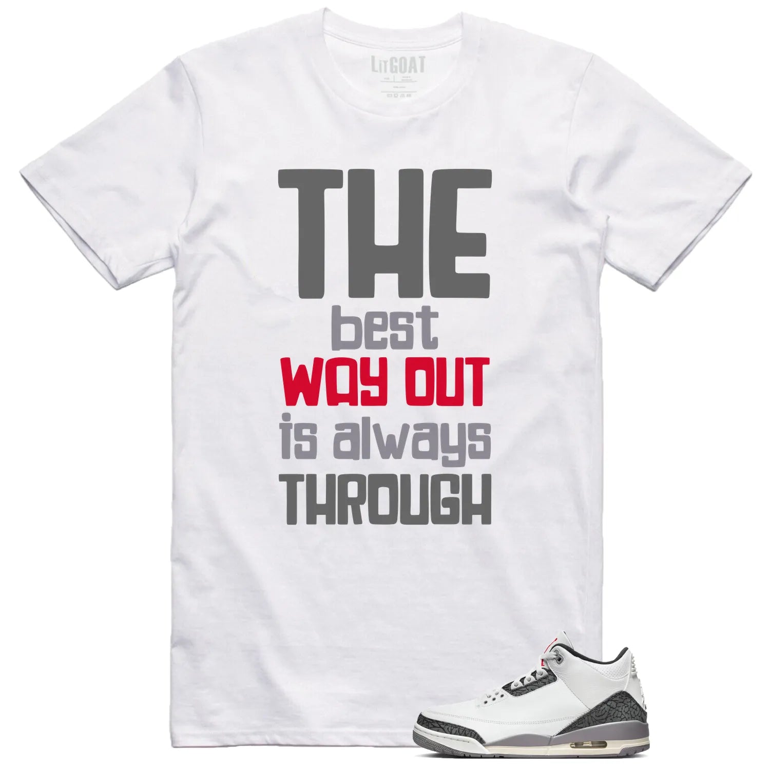 Air Jordan 3 Retro "Cement Grey" Matching T-shirt Best Way CT8532-106 T-Shirt, Sneaker Match Tee