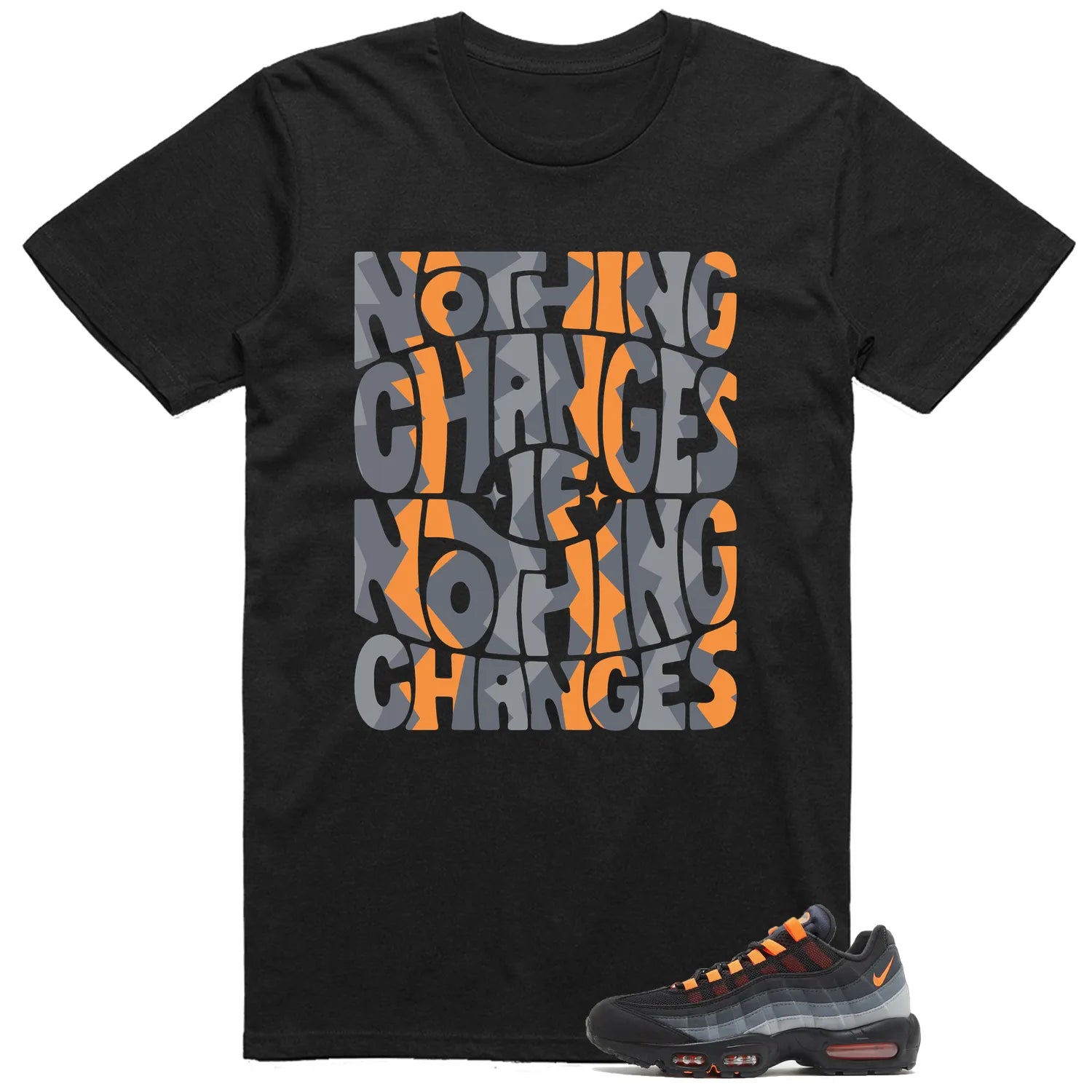 Air Max 95 Black Hyper Crimson Matching T-shirt Nothing Changes FV4710-002 T-Shirt, Sneaker Match Tee