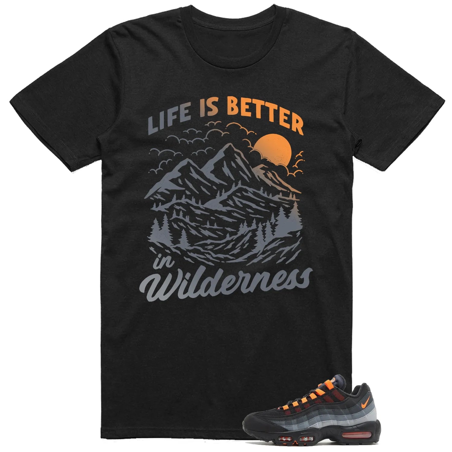 Air Max 95 Black Hyper Crimson Matching T-shirt Wilderness FV4710-002 T-Shirt, Sneaker Match Tee