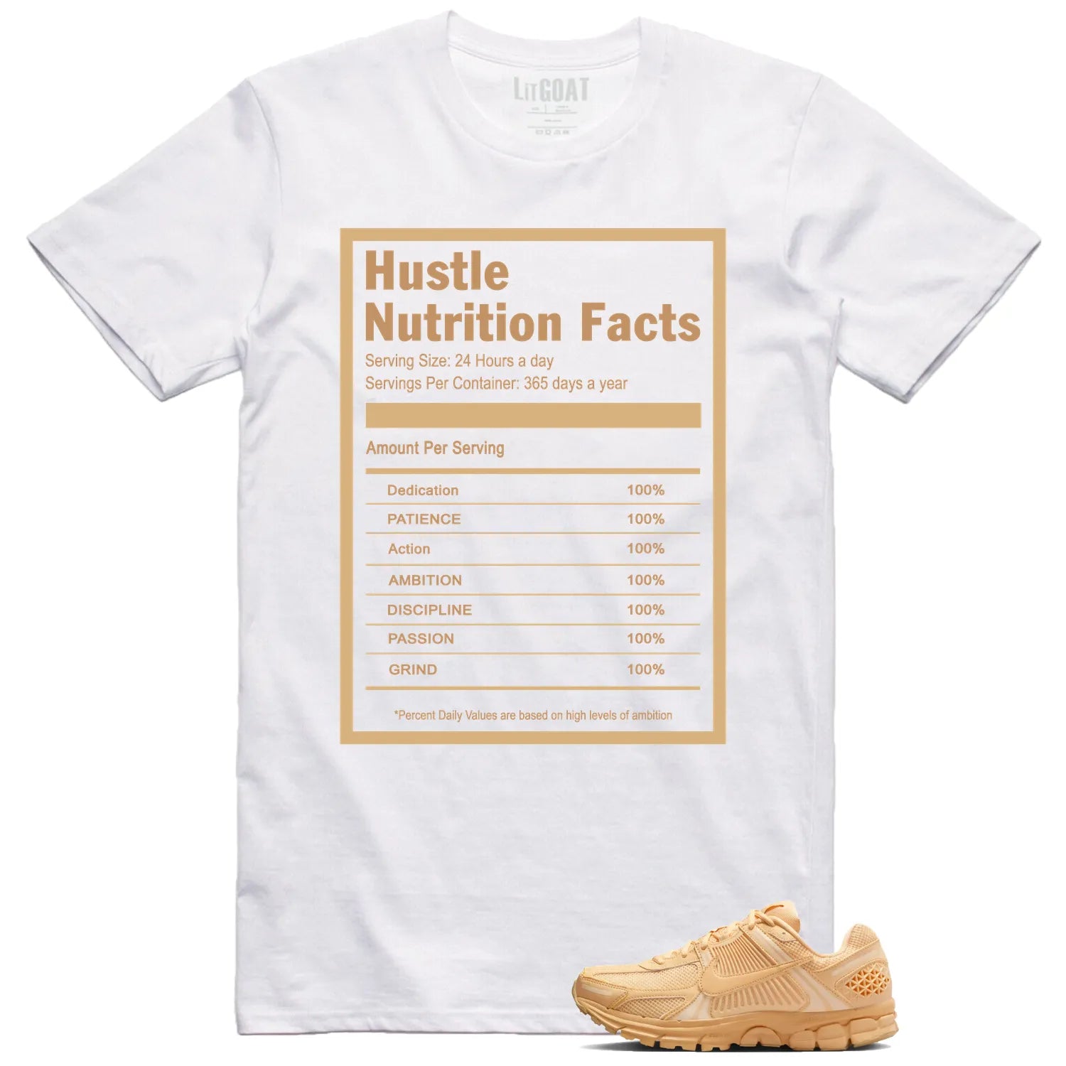 Air Zoom Vomero 5 Celestial Gold Matching T-shirt Hustle Facts HF5493-200 T-Shirt, Sneaker Match Tee