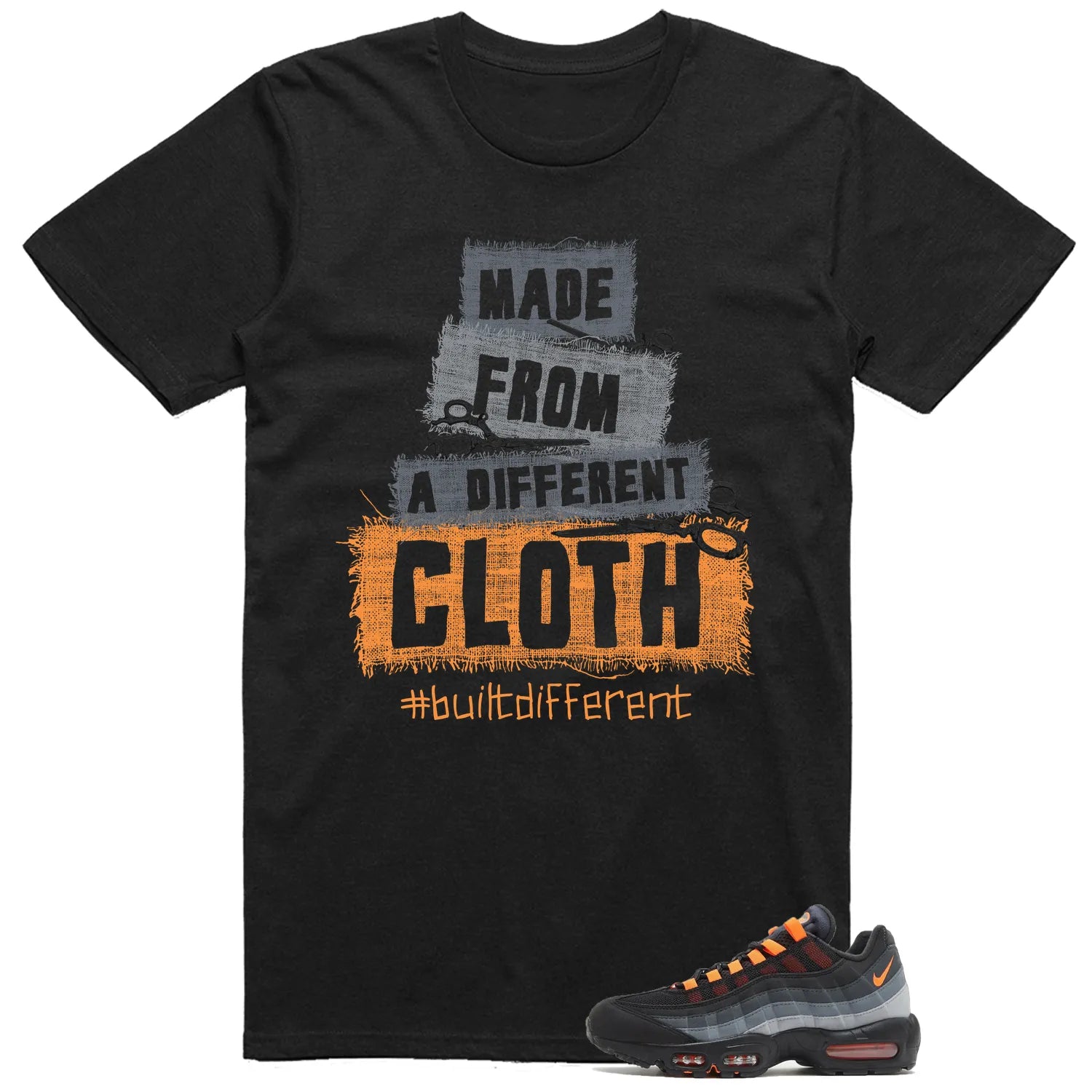 Air Max 95 Black Hyper Crimson Matching T-shirt Built Different FV4710-002 T-Shirt, Sneaker Match Tee