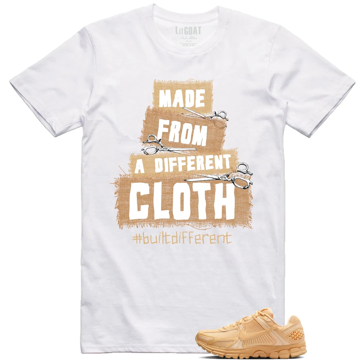 Air Zoom Vomero 5 Celestial Gold Matching T-shirt Built Different HF5493-200 T-Shirt, Sneaker Match Tee