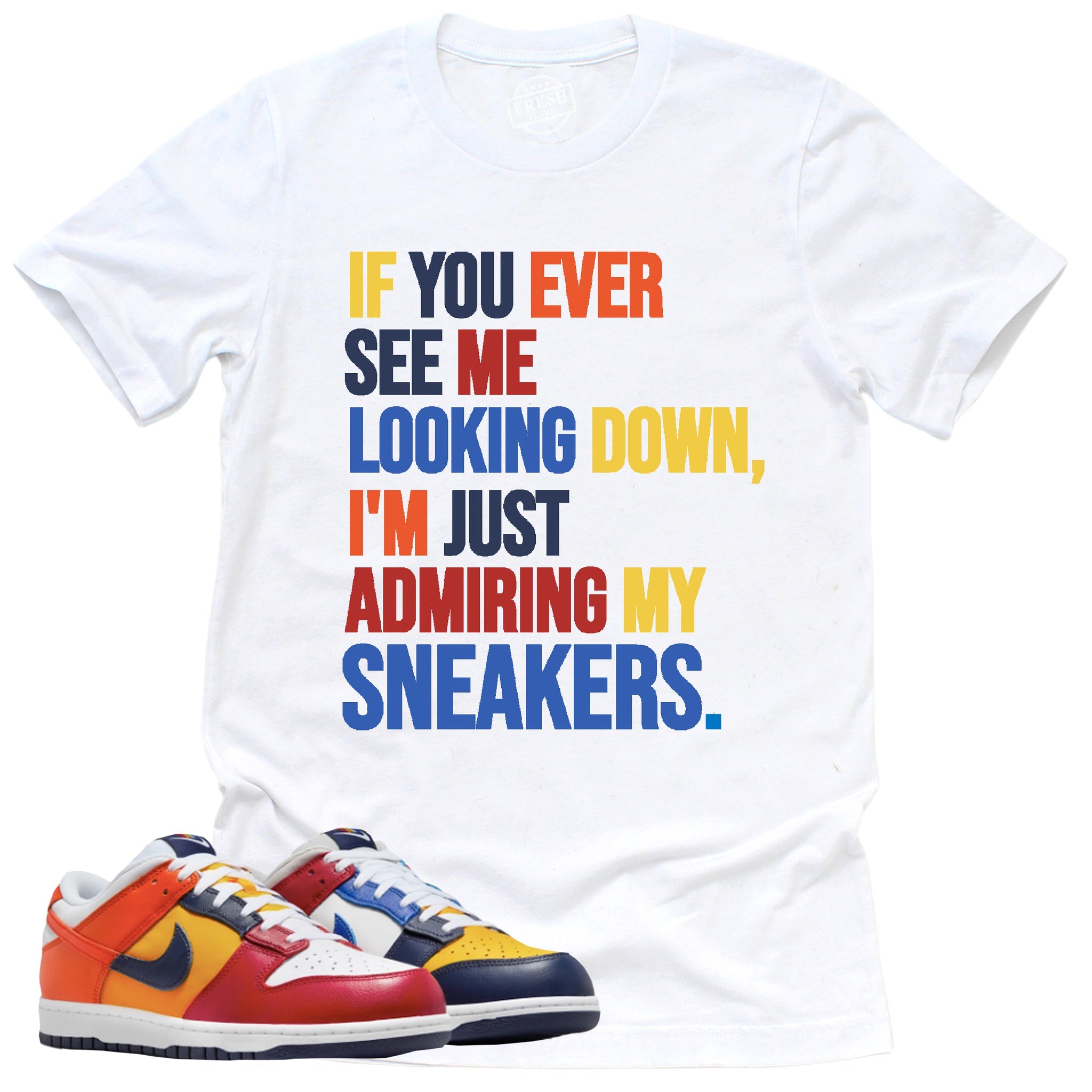 Admiring My Sneakers Shirt, Retro Dunk Low Midnight Navy And Varsity Red Shirt Match Sneaker ,IB2051-400 T-Shirt, Sneaker Match Tee
