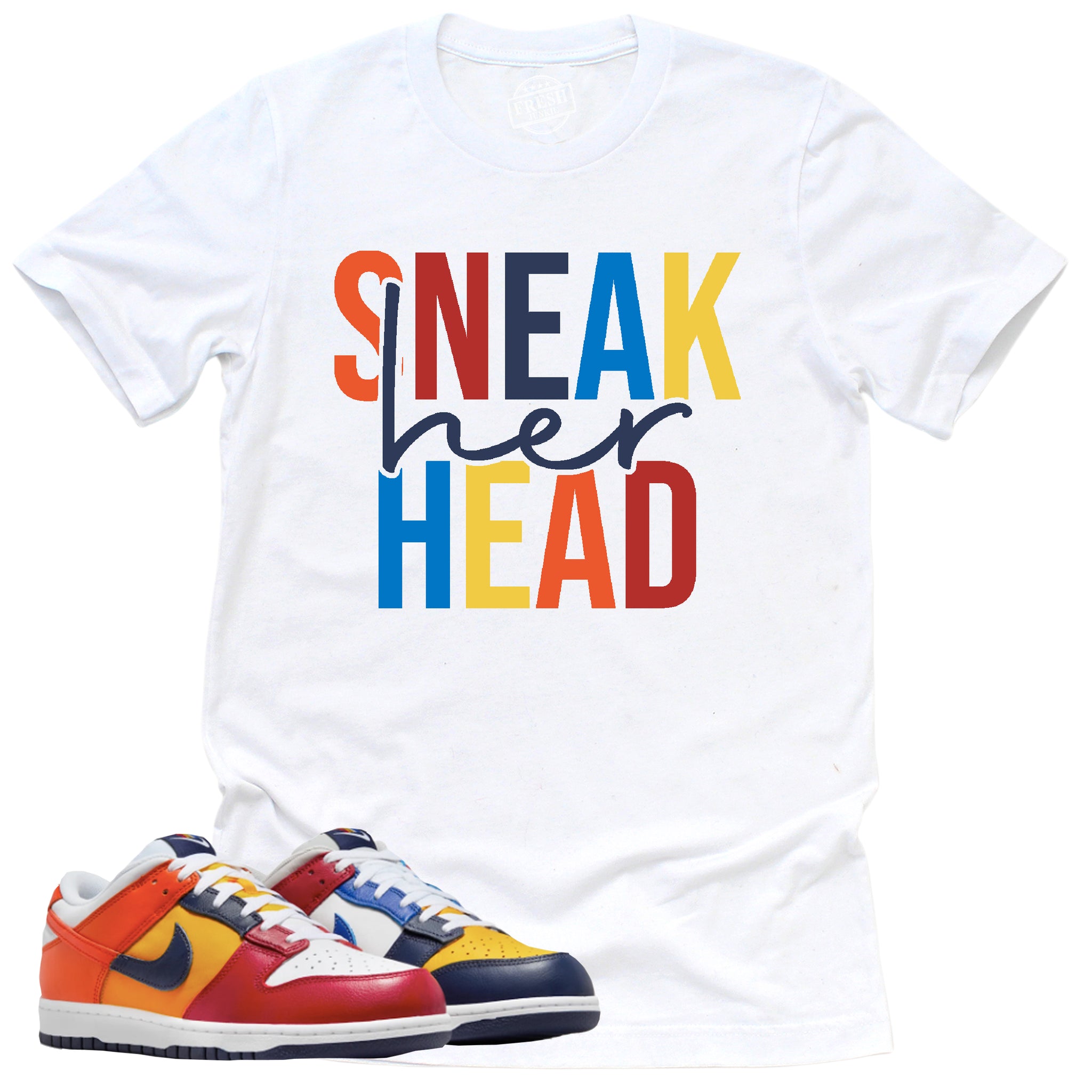 SneakHER Head Shirt, Retro Dunk Low Midnight Navy And Varsity Red Shirt Match Sneaker ,IB2051-400 T-Shirt, Sneaker Match Tee