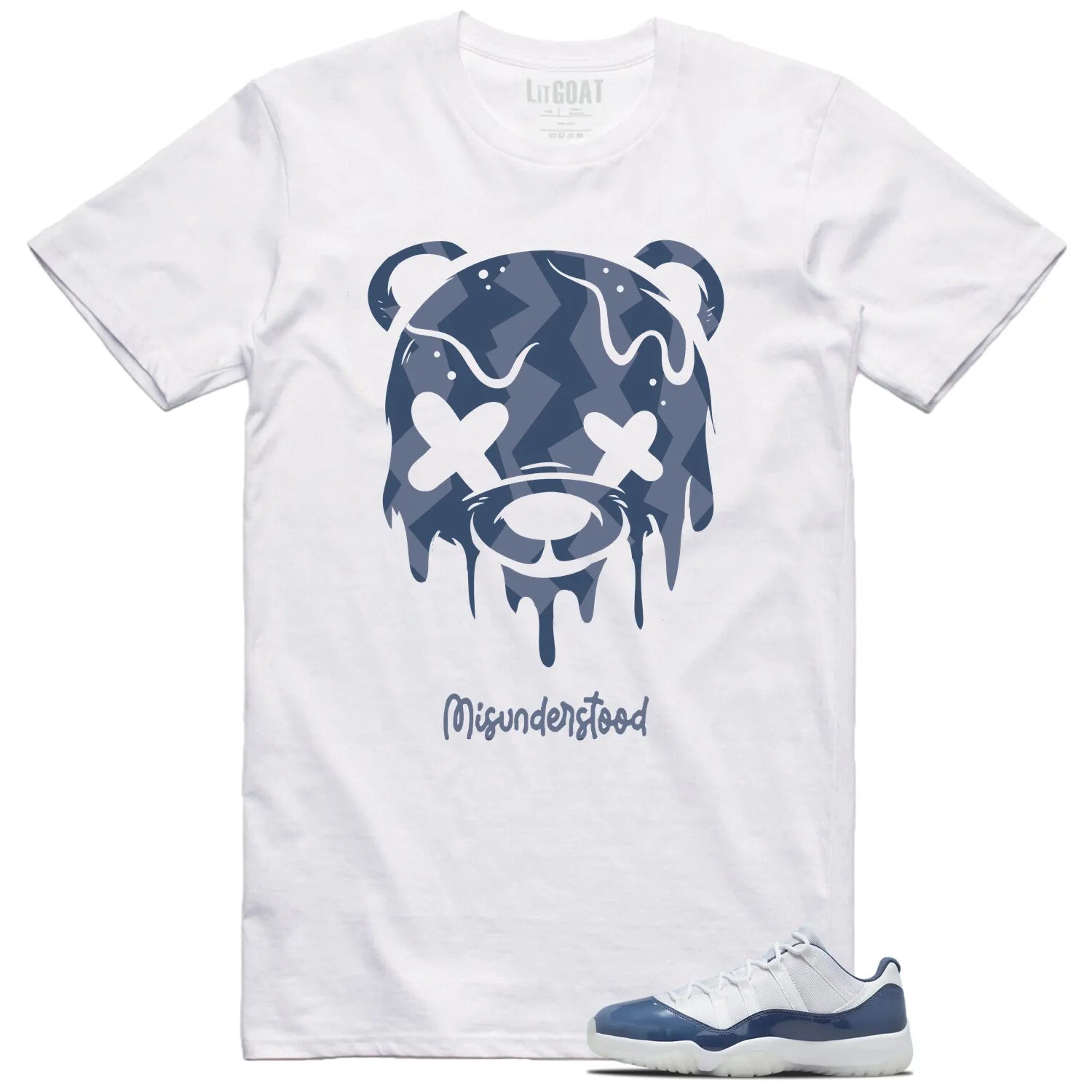 Drippy Bear Shirt to Match Jordan 11 Diffused Blue FV5104-104 T-Shirt, Sneaker Match Tee