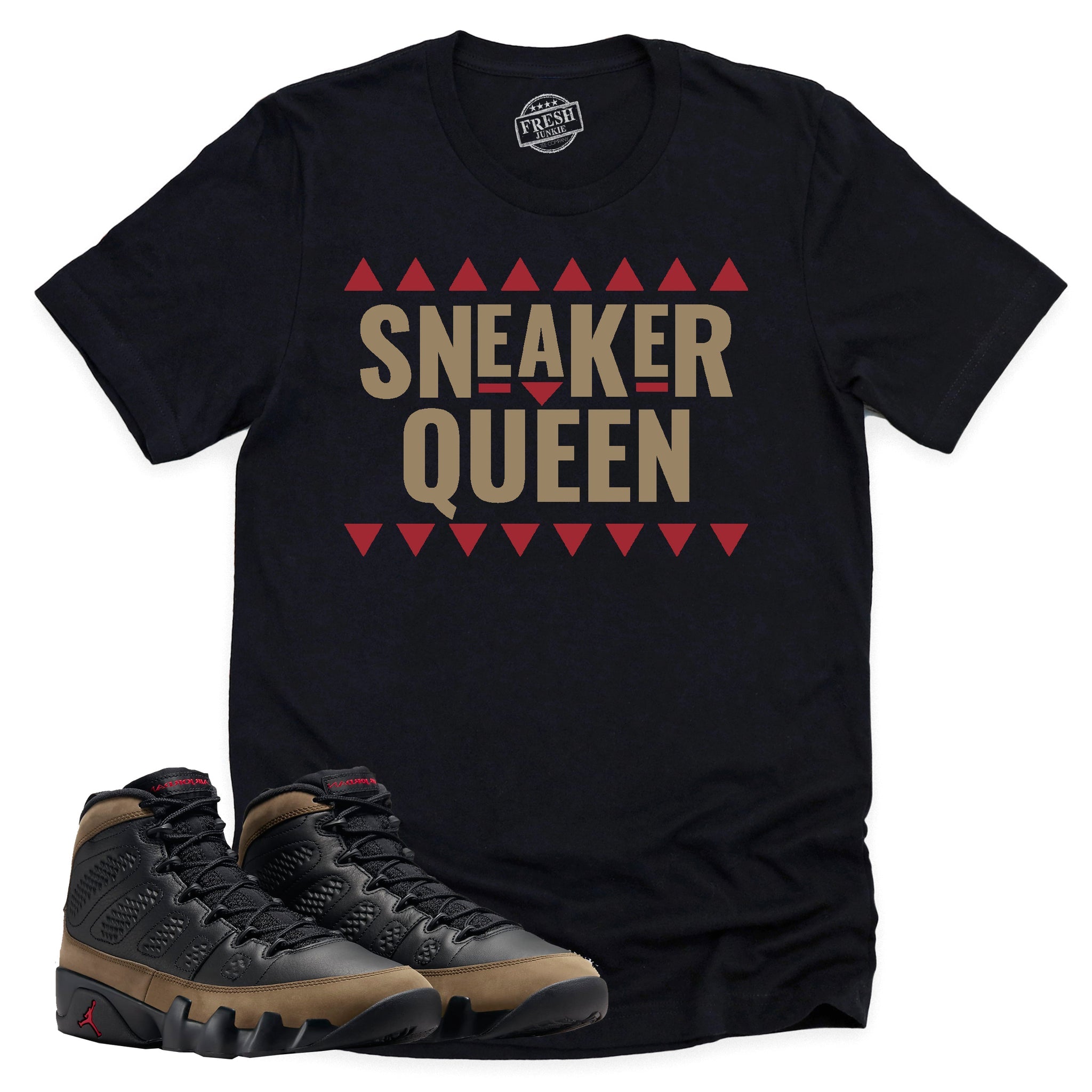 Sneaker Queen Shirt, Retro Air Jordan 9 Olive Shirt Match Sneaker ,HV4794-030 T-Shirt, Sneaker Match Tee