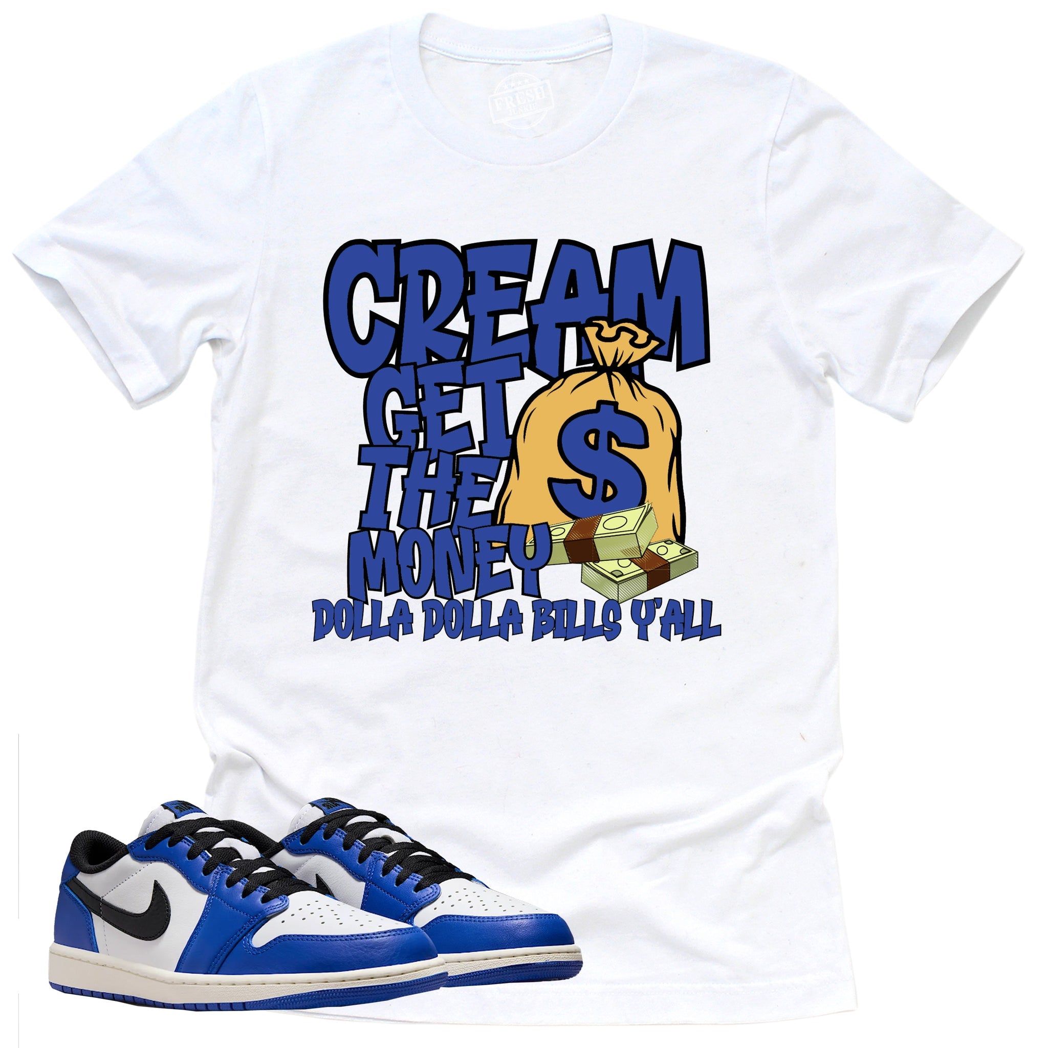 Cream Shirt, Retro Air Jordan 1 Low Game Royal Shirt Match Sneaker ,CZ0790-140 T-Shirt, Sneaker Match Tee