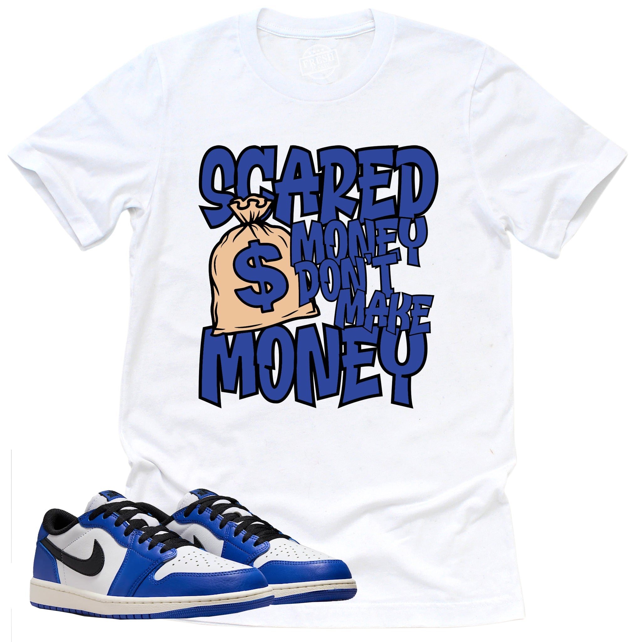 Scared Money Shirt, Retro Air Jordan 1 Low Game Royal Shirt Match Sneaker ,CZ0790-140 T-Shirt, Sneaker Match Tee