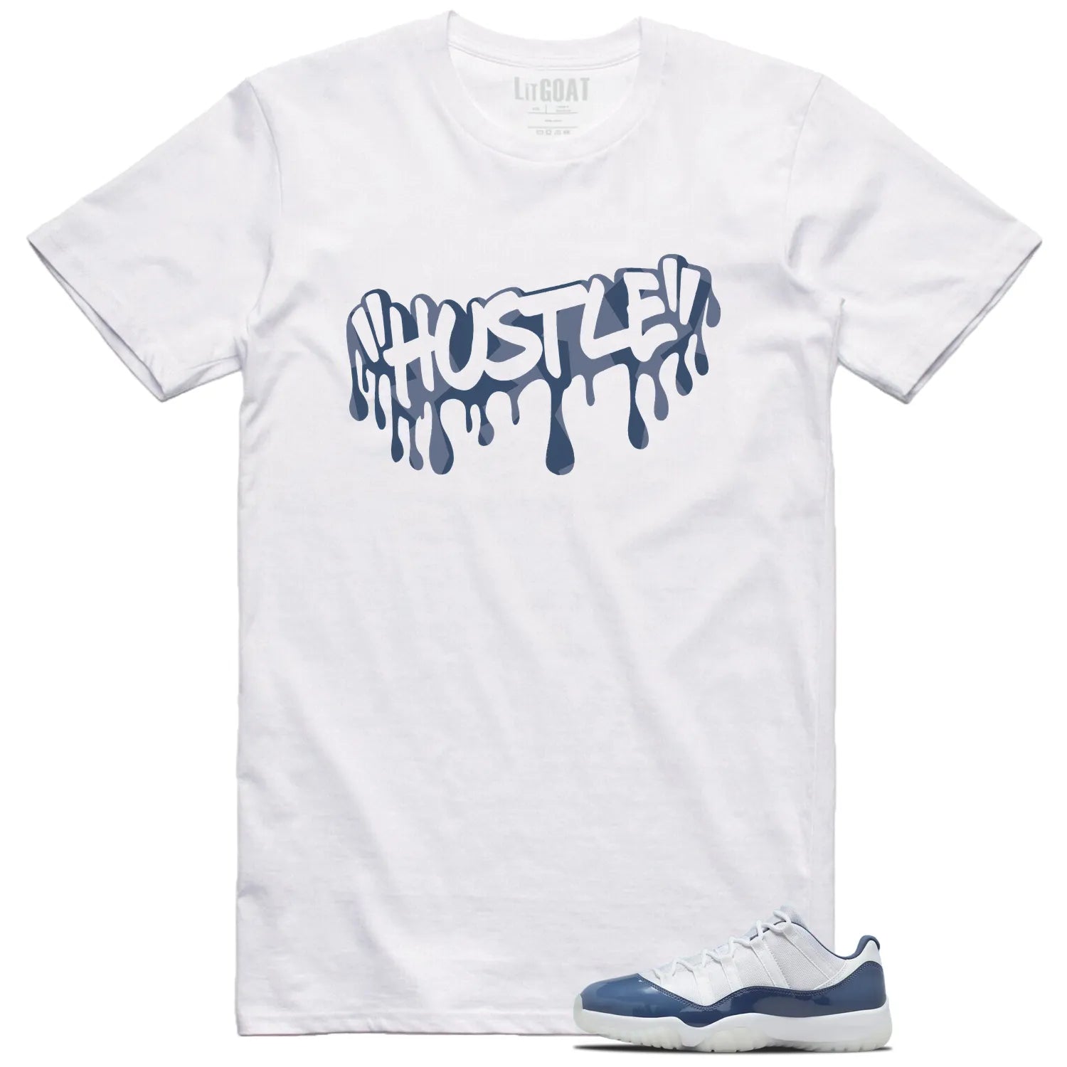 Hustle Shirt to Match Jordan 11 Diffused Blue FV5104-104 T-Shirt, Sneaker Match Tee