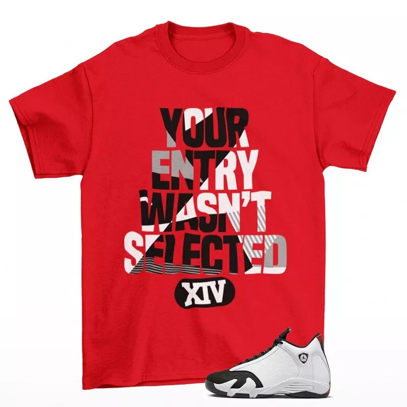 Sneaker Raffle Shirt Red to Match Jordan 14 Retro Black Toe 487471-160 T-Shirt, Sneaker Match Tee