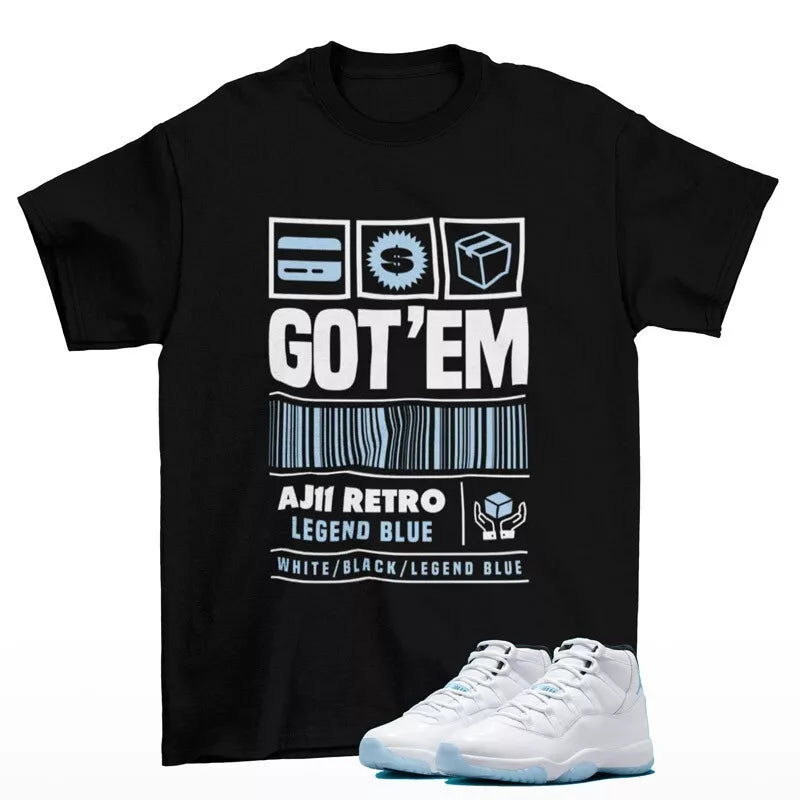 Copped Legend Blue Shirt Black to Match Jordan 11 Retro Legend Blue CT8012-104 T-Shirt, Sneaker Match Tee