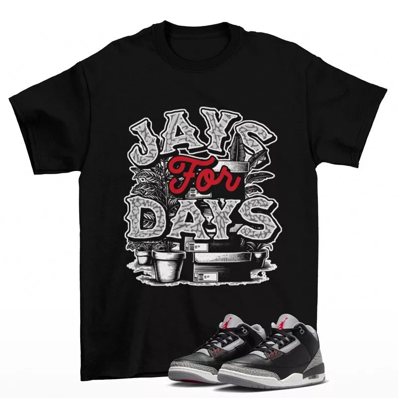 Stacked Sneaker Shirt Black to Match Jordan 3 Black Cement DN3707-010 T-Shirt, Sneaker Match Tee