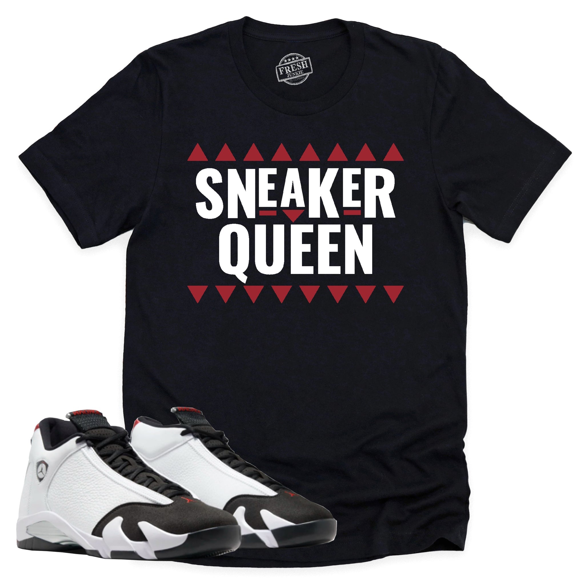 Sneaker Queen Shirt, Air Jordan 14 Black Toe Shirt Match Sneaker ,487471-160 T-Shirt, Sneaker Match Tee
