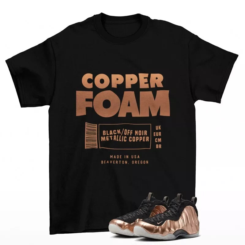 Sneaker Label Shirt Black to Match Air Foamposite One Copper FZ9902-001 T-Shirt, Sneaker Match Tee