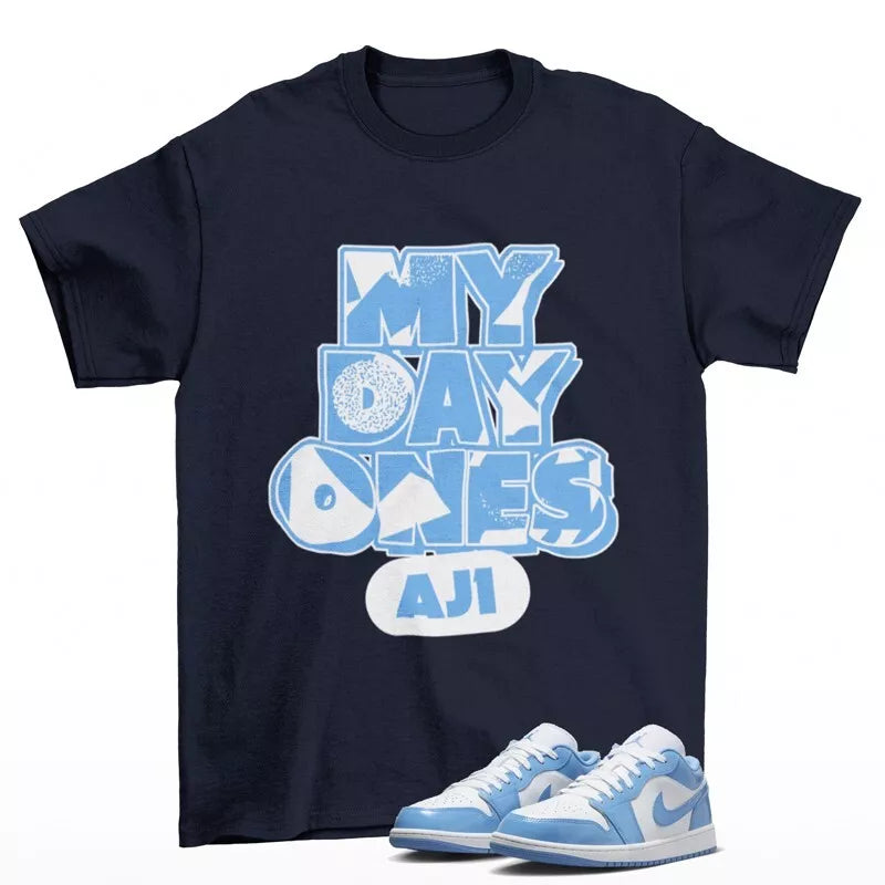 Day One Shirt Blue to Match Jordan 1 Low White Legend Blue FZ2138-114 T-Shirt, Sneaker Match Tee