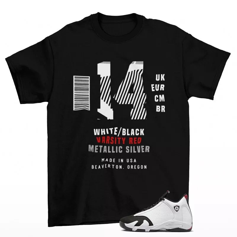 Box Label Shirt to Match Jordan 14 Retro Black Toe 487471-160 T-Shirt, Sneaker Match Tee