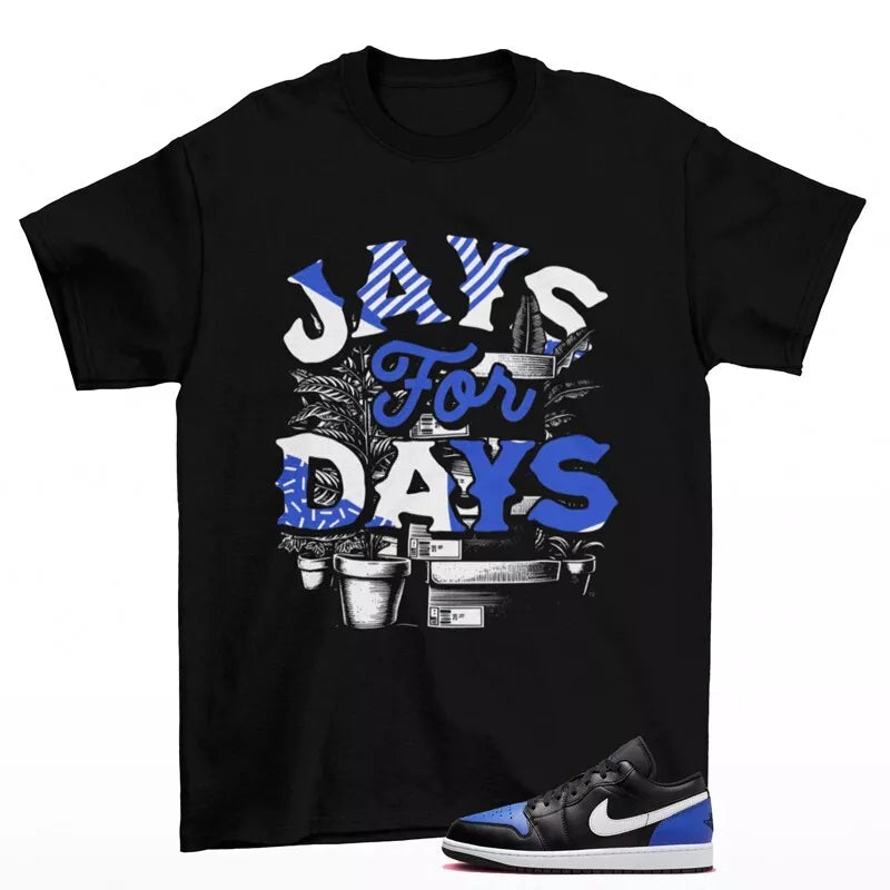 Stacked Sneaker Shirt Black to Match Jordan 1 Low Black Royal Toe 553558-042 T-Shirt, Sneaker Match Tee