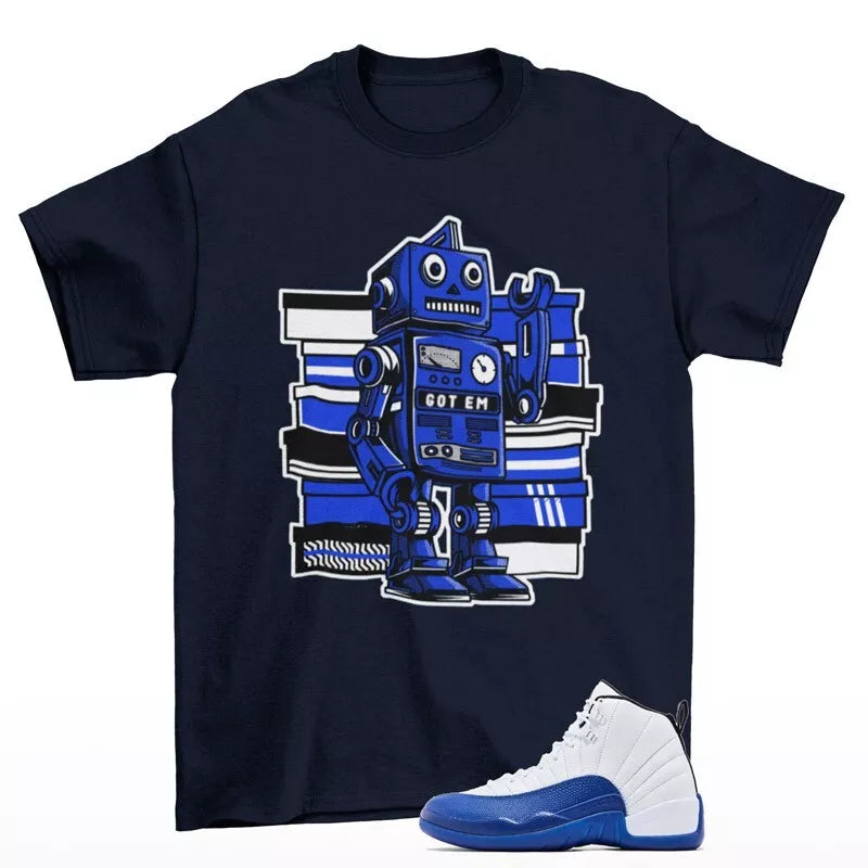Sneaker Bot Shirt Blue to Match Jordan 12 Retro Blueberry CT8013-140 T-Shirt, Sneaker Match Tee