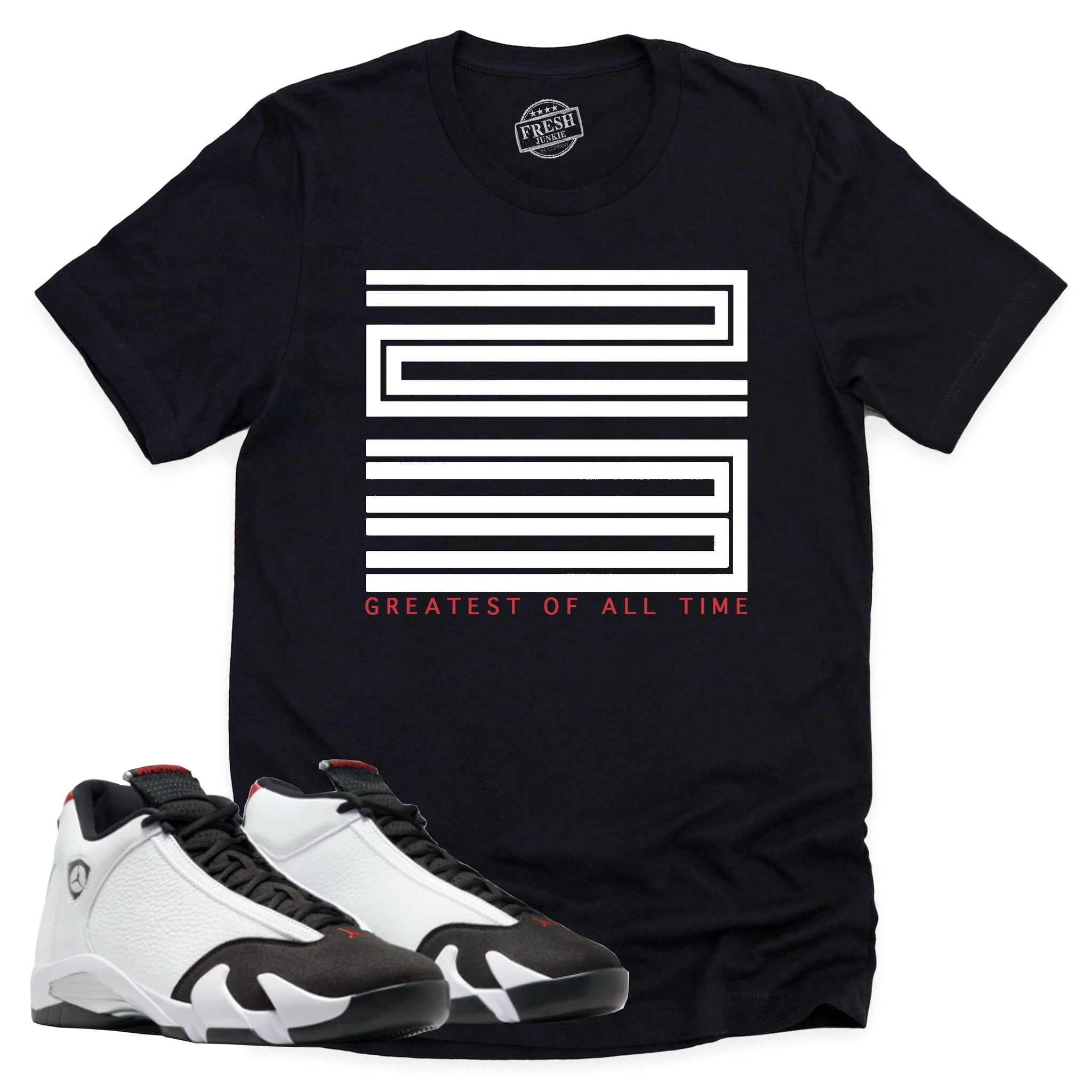 GOAT Shirt, Air Jordan 14 Black Toe Shirt Match Sneaker ,487471-160 T-Shirt, Sneaker Match Tee