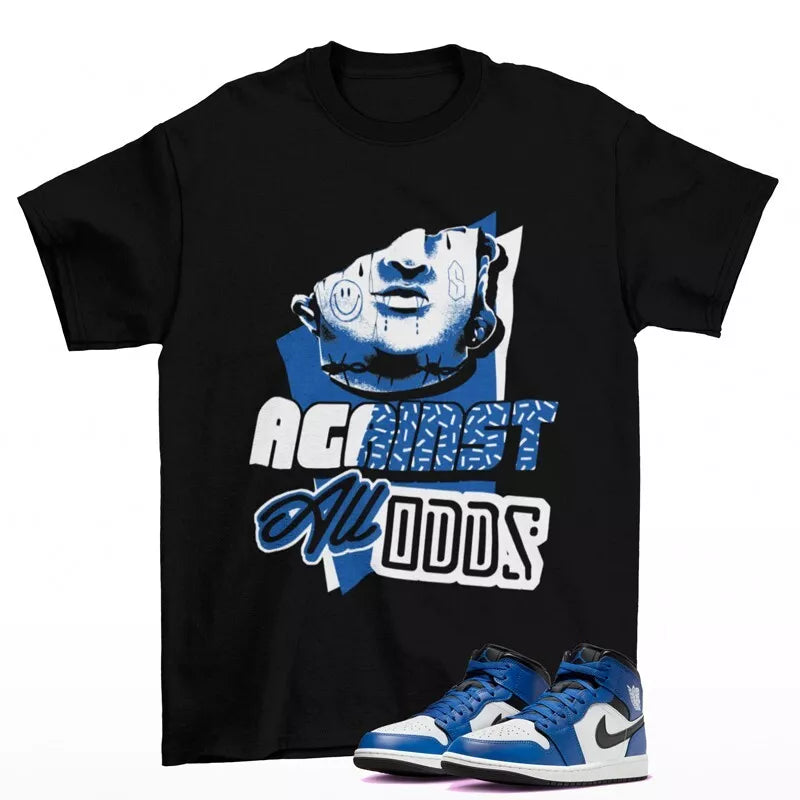 All Odds Sneaker Shirt Black to Match Jordan 1 Mid Game Royal DQ8426-402 T-Shirt, Sneaker Match Tee