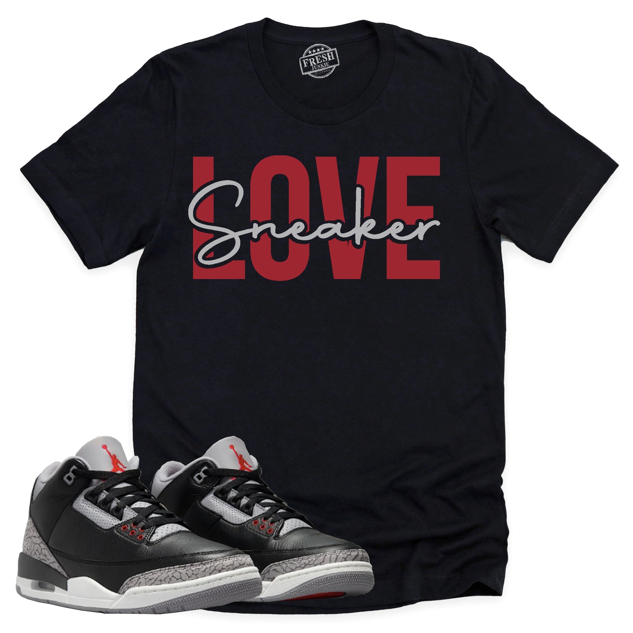 Sneaker Love Shirt, Retro Air Jordan 3 Black Cement Shirt Match Sneaker ,854262-001 T-Shirt, Sneaker Match Tee