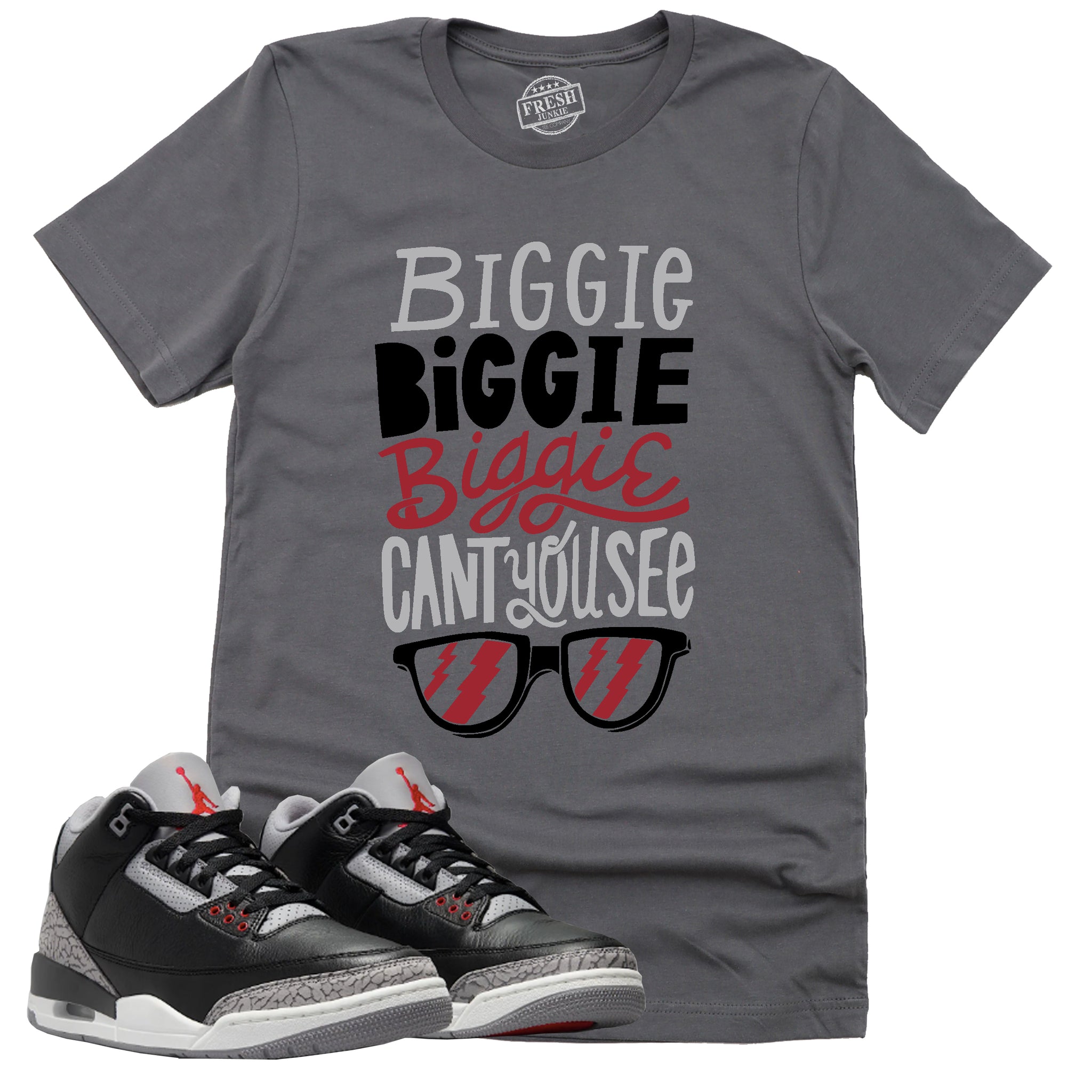 Can't You See Shirt, Retro Air Jordan 3 Black Cement Shirt Match Sneaker ,854262-001 T-Shirt, Sneaker Match Tee