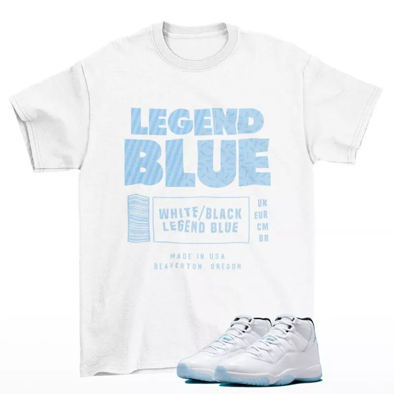 Sneaker Label Shirt White to Match Jordan 11 Retro Legend Blue CT8012-104 T-Shirt, Sneaker Match Tee