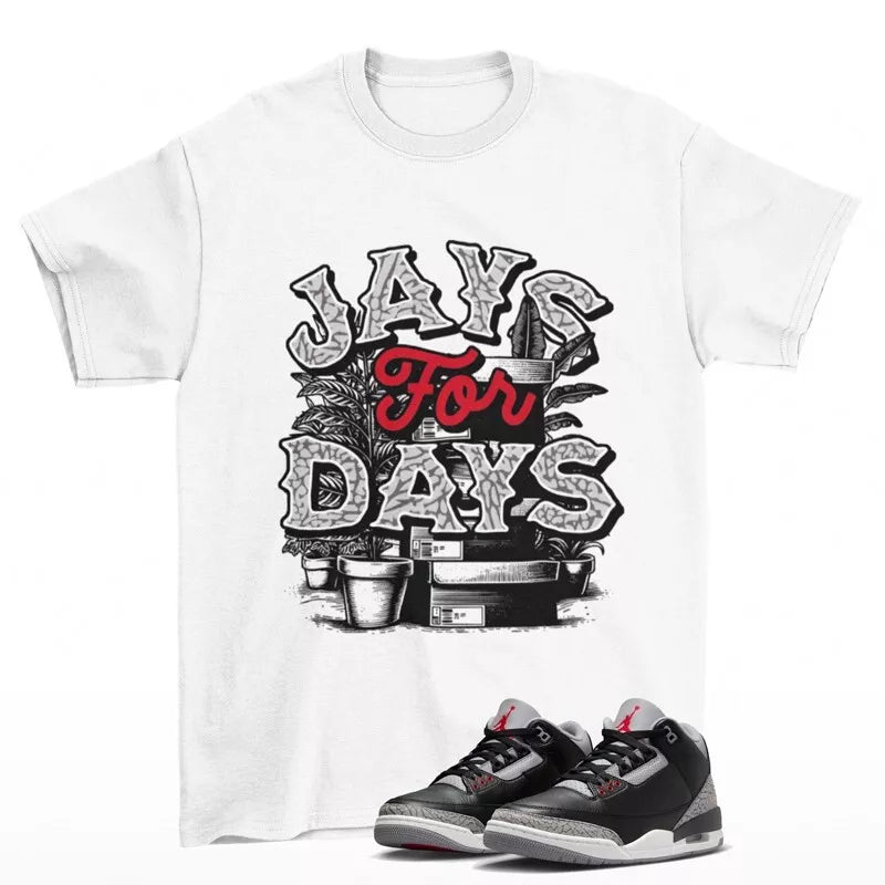 Stacked Sneaker Shirt White to Match Jordan 3 Black Cement DN3707-010 T-Shirt, Sneaker Match Tee