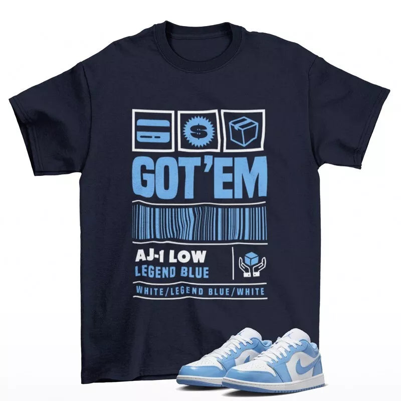 Copped Sneaker Shirt Blue to Match Jordan 1 Low White Legend Blue FZ2138-114 T-Shirt, Sneaker Match Tee