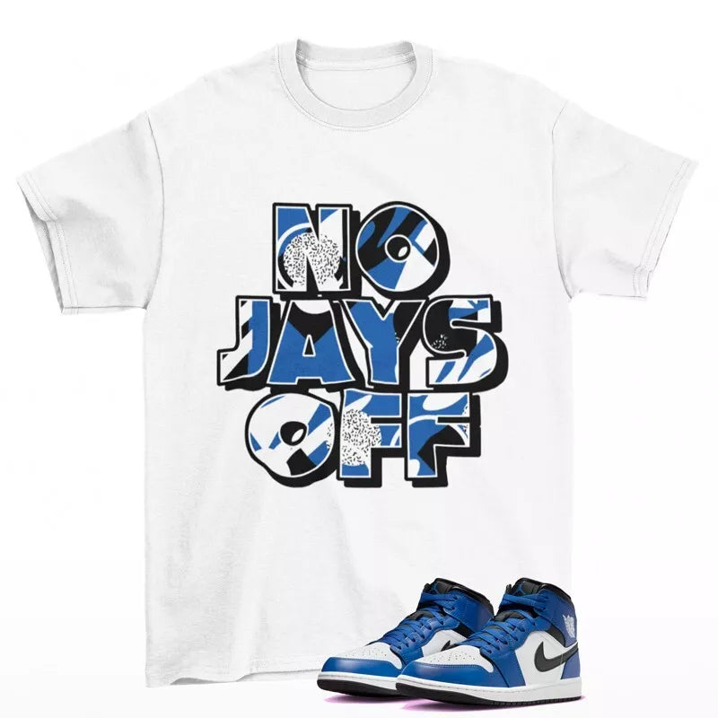 Jay All Day Shirt White to Match Jordan 1 Mid Game Royal DQ8426-402 T-Shirt, Sneaker Match Tee
