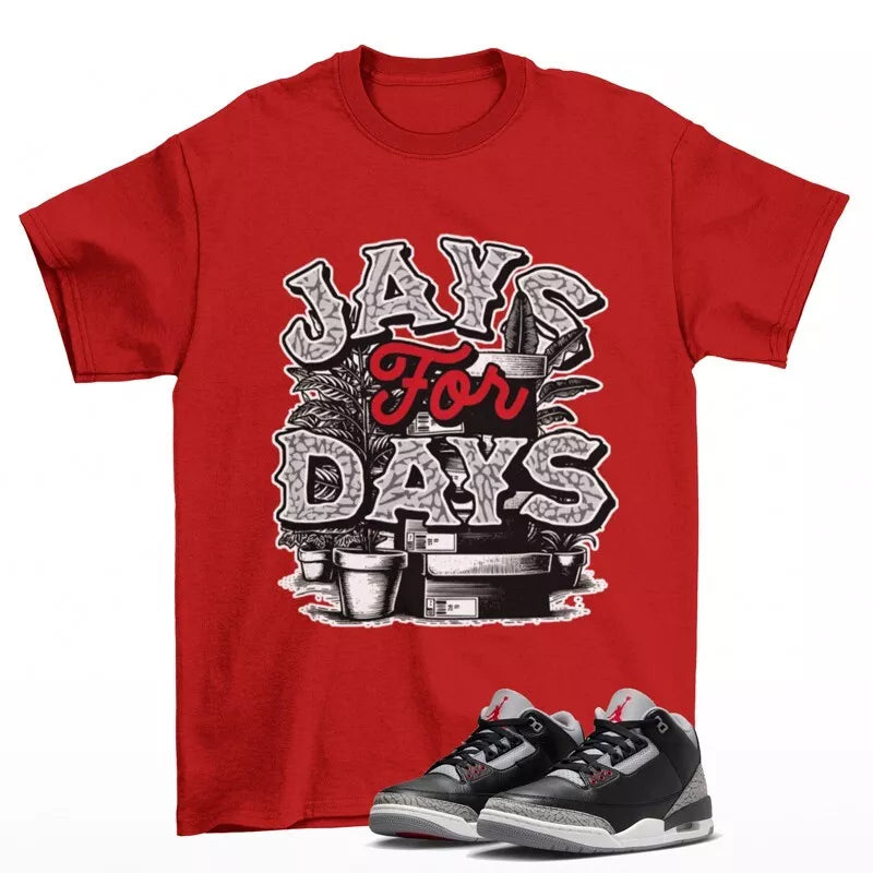 Stacked Sneaker Shirt Red to Match Jordan 3 Black Cement DN3707-010 T-Shirt, Sneaker Match Tee