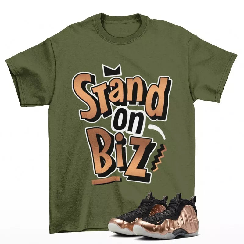 Strictly Biz Shirt Olive to Match Air Foamposite One Copper FZ9902-001 T-Shirt, Sneaker Match Tee