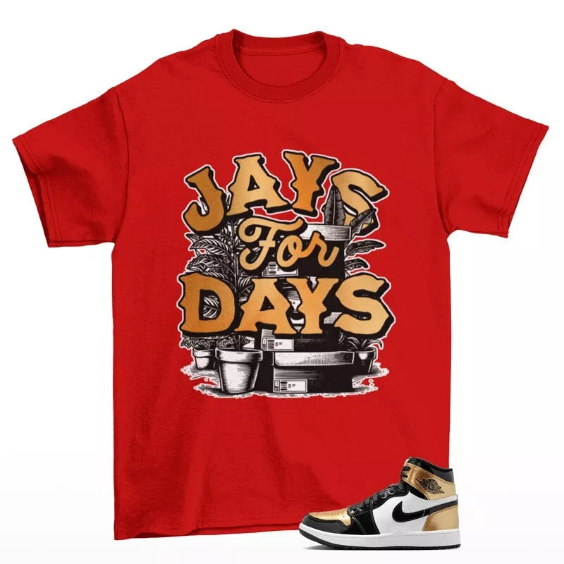 Stacked Shirt Red to Match Jordan 1 High Golf Patent Gold Toe DQ0660-002 T-Shirt, Sneaker Match Tee