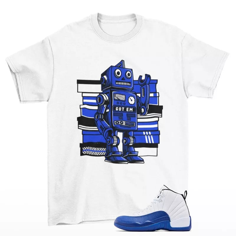 Sneaker Bot Shirt White to Match Jordan 12 Retro Blueberry CT8013-140 T-Shirt, Sneaker Match Tee