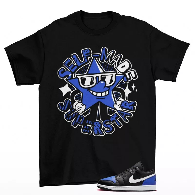 Superstar Sneaker Shirt Black to Match Jordan 1 Low Black Royal Toe 553558-042 T-Shirt, Sneaker Match Tee