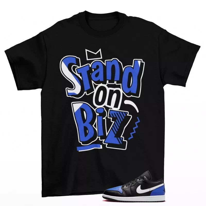 Strictly Biz Sneaker Shirt to Match Jordan 1 Low Black Royal Toe 553558-042 T-Shirt, Sneaker Match Tee