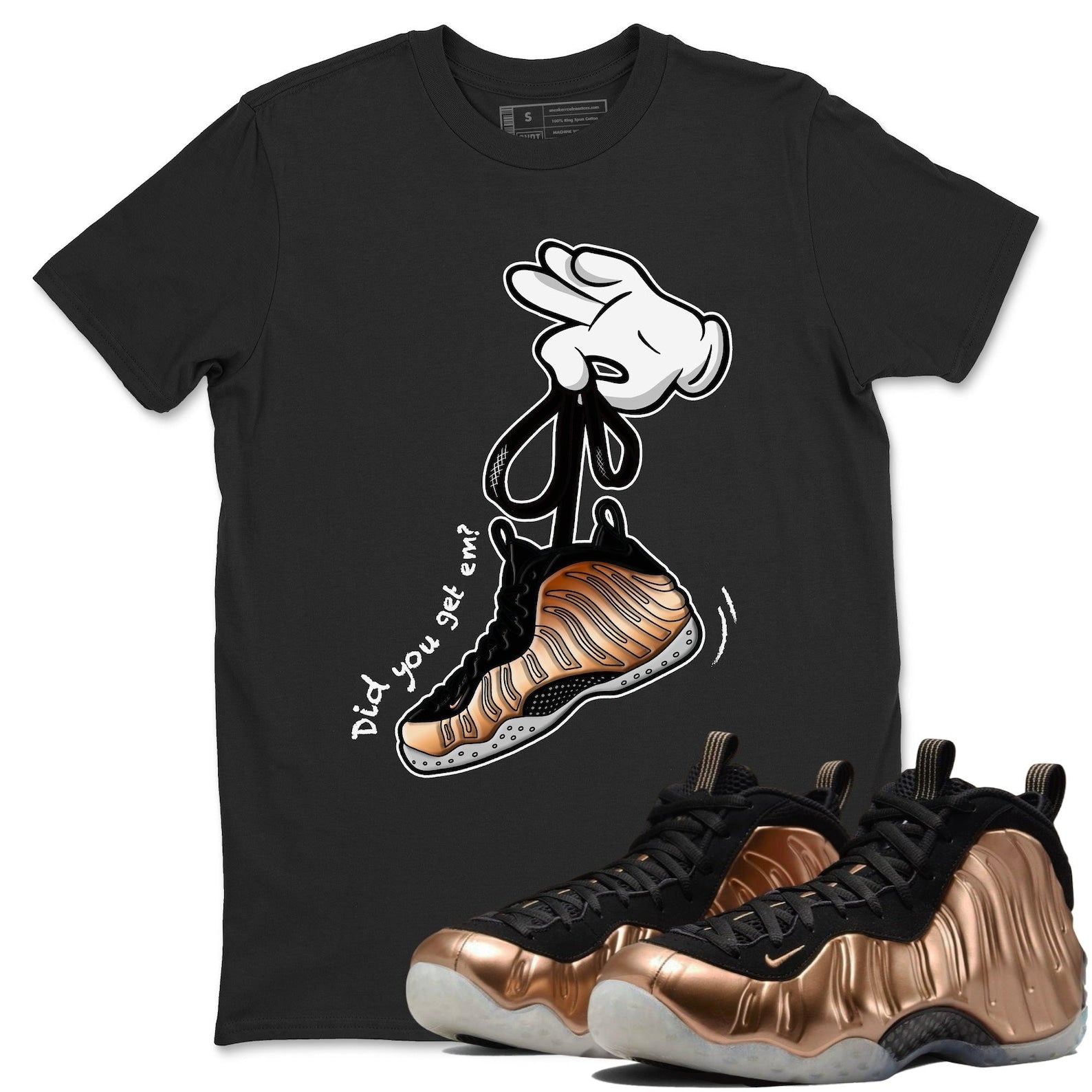 Cartoon Hands - Air Foamposite One Metallic Copper, FZ9902-001 T-Shirt, Sneaker Match Tee