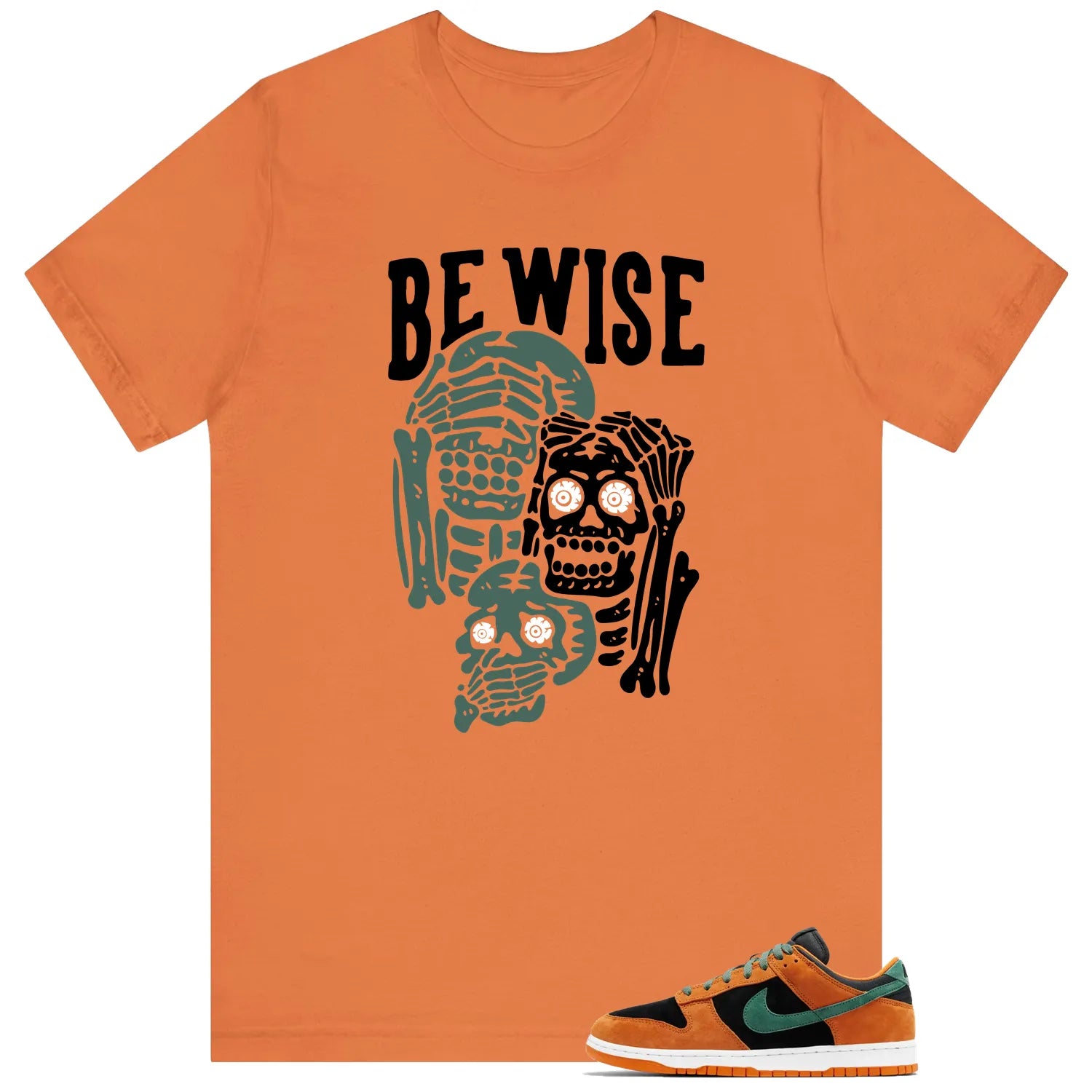 Dunk Low Ceramic Black Nori  ‘Be Wise’ Matching Shirt DA1469-001 T-Shirt, Sneaker Match Tee