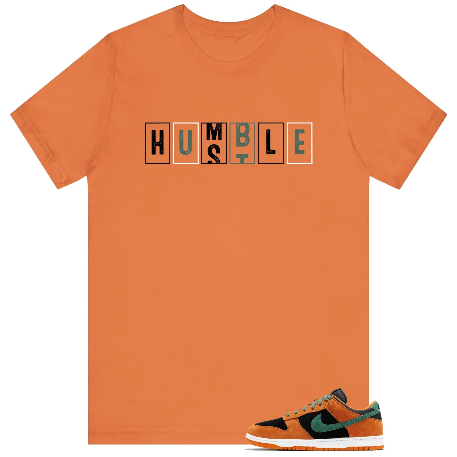 Dunk Low Ceramic Black Nori   Hustle Humble T-Shirt DA1469-001 T-Shirt, Sneaker Match Tee