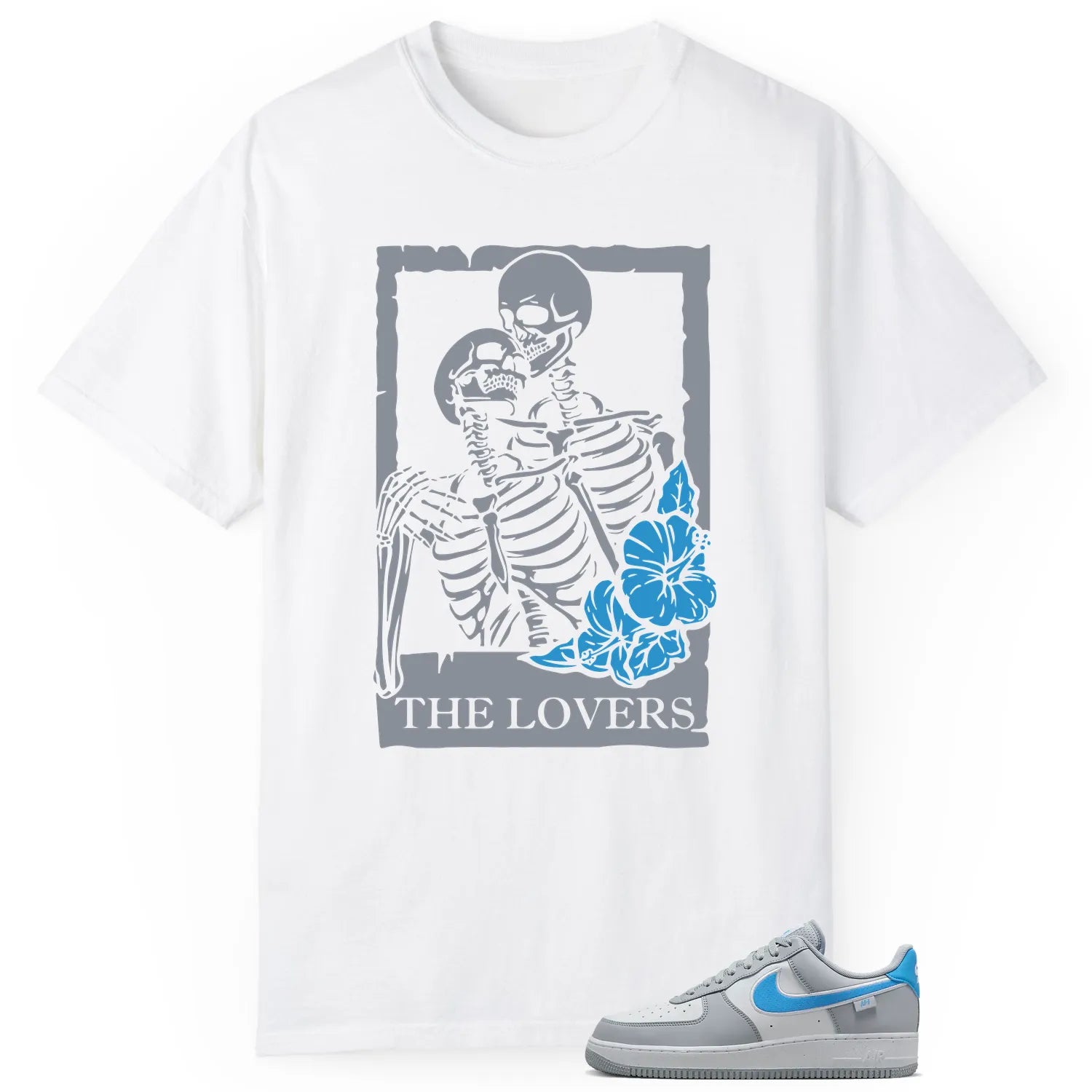 Lovers Tee for Air Force 1 Low Grey University Blue Sneakers HM0721-001 T-Shirt, Sneaker Match Tee