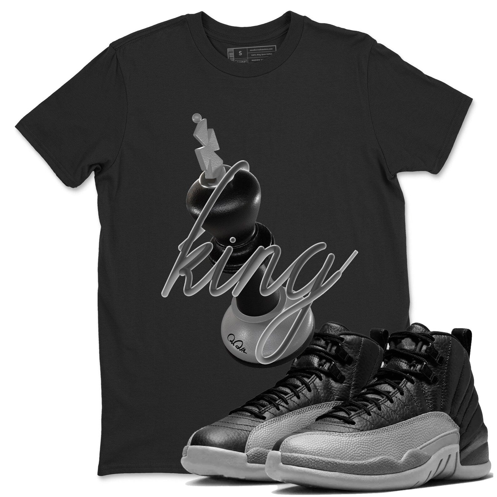 3D King Unisex Shirts To Match Jordans 12s Retro Black Wolf Grey, CT8013-010 T-Shirt, Sneaker Match Tee