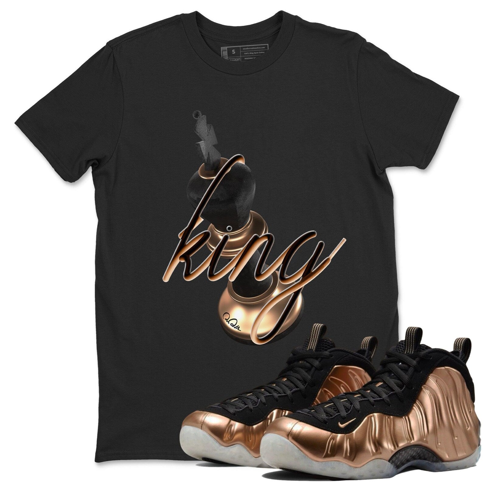 3D King Unisex Cotton T-Shirt To Match Air Foamposite One Metallic Copper, FZ9902-001 T-Shirt, Sneaker Match Tee