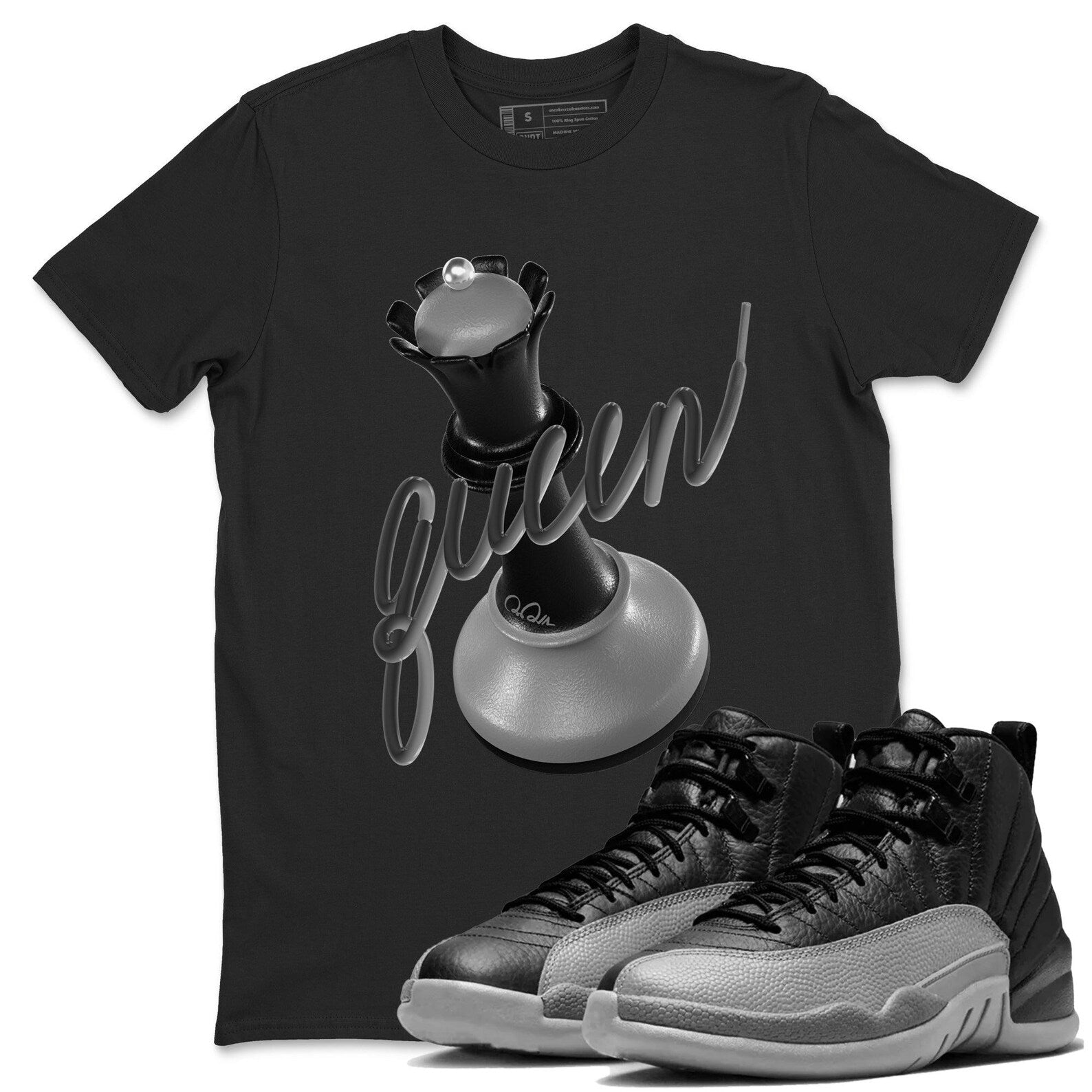 3D Queen Unisex Shirts To Match Jordans 12s Retro Black Wolf Grey, CT8013-010 T-Shirt, Sneaker Match Tee