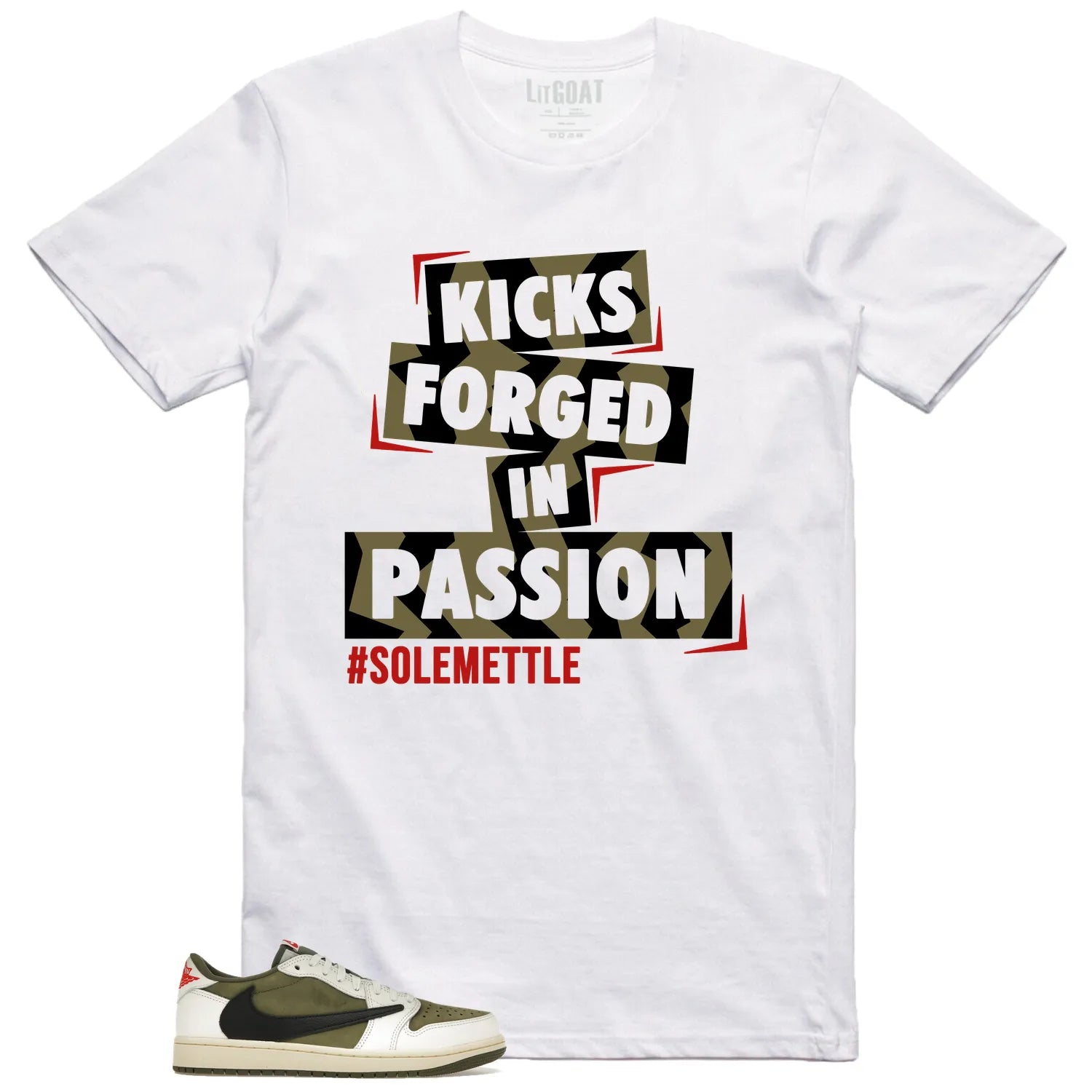 Passion Kicks Tee  Perfect Match for Jordan 1 Low x Travis Scott Medium Olive DM7866-200 T-Shirt, Sneaker Match Tee